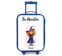 NoBoringSuitcases.com® Maleta Infantil Azul Personalizado con Nombre 48x31x19 cm Maletas De Viaje Cabina Trolley con Ruedas LED Rigida Ultraligero - Niñas - Magia Estelar - Mago