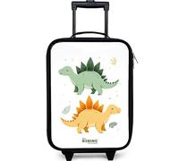 NoBoringSuitcases.com® Maleta Infantil Compacto 48x31x19 cm Maletas De Viaje Cabina Trolley con Ruedas LED Rigida Ultraligero - Niños - Dinosaurios - Alegres - Blancos