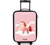 NoBoringSuitcases.com® Maleta Infantil Compacto 48x31x19 cm Maletas De Viaje Cabina Trolley con Ruedas LED Rigida Ultraligero - Niñas - Unicornio - Alas - Rosa - Arco Iris
