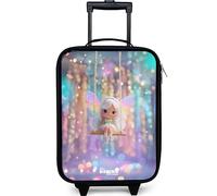 NoBoringSuitcases.com® Maleta Infantil Compacto 48x31x19 cm Maletas De Viaje Cabina Trolley con Ruedas LED Rigida Ultraligero - Niñas - Hada - Elfo - Arco Iris