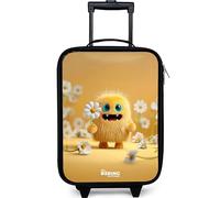 NoBoringSuitcases.com® Maleta Infantil Compacto 48x31x19 cm Maletas De Viaje Cabina Trolley con Ruedas LED Rigida Ultraligero - Niñas - Monstruo - Criatura - Flor - Amarillo