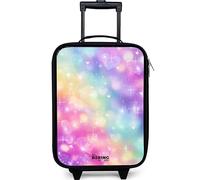 NoBoringSuitcases.com® Maleta Infantil Compacto 48x31x19 cm Maletas De Viaje Cabina Trolley con Ruedas LED Rigida Ultraligero - Niñas - Luz - Arco Iris - Corazones
