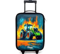NoBoringSuitcases.com® Maleta Infantil Compacto 48x31x19 cm Maletas De Viaje Cabina Trolley con Ruedas LED Rigida Ultraligero - Niños - Tractor - Verde - Abstracto - Pinceladas