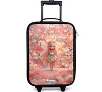 NoBoringSuitcases.com® Maleta Infantil Compacto 48x31x19 cm Maletas De Viaje Cabina Trolley con Ruedas LED Rigida Ultraligero - Niñas - Hada Las Flores - Rosa - Mundo Cuentos