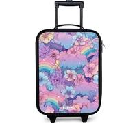 NoBoringSuitcases.com® Maleta Infantil Compacto 48x31x19 cm Maletas De Viaje Cabina Trolley con Ruedas LED Rigida Ultraligero - Niñas - Nubes - Arcoíris - Flores