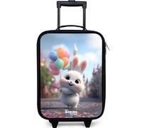 NoBoringSuitcases.com® Maleta Infantil Compacto 48x31x19 cm Maletas De Viaje Cabina Trolley con Ruedas LED Rigida Ultraligero - Niñas - Conejo - Globos