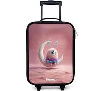 NoBoringSuitcases.com® Maleta Infantil Compacto 48x31x19 cm Maletas De Viaje Cabina Trolley con Ruedas LED Rigida Ultraligero - Niñas - Luna - Criatura - Rosa