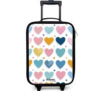 NoBoringSuitcases.com® Maleta Infantil Compacto 48x31x19 cm Maletas De Viaje Cabina Trolley con Ruedas LED Rigida Ultraligero - Niñas - Corazones - Estampado - Colores