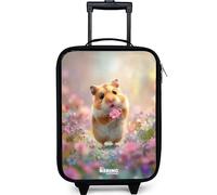 NoBoringSuitcases.com® Maleta Infantil Compacto 48x31x19 cm Maletas De Viaje Cabina Trolley con Ruedas LED Rigida Ultraligero - Niñas - Hámster - Flor - Naturaleza - Animal