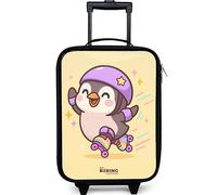 NoBoringSuitcases.com® Maleta Infantil Compacto 48x31x19 cm Maletas De Viaje Cabina Trolley con Ruedas LED Rigida Ultraligero - Niñas - Kawai - Penguin - Patines