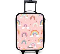 NoBoringSuitcases.com® Maleta Infantil Compacto 48x31x19 cm Maletas De Viaje Cabina Trolley con Ruedas LED Rigida Ultraligero - Niñas - Arcoíris - Rosa