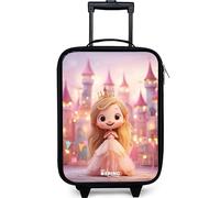 NoBoringSuitcases.com® Maleta Infantil Compacto 48x31x19 cm Maletas De Viaje Cabina Trolley con Ruedas LED Rigida Ultraligero - Niñas - Princesa - Rosa - Castillo