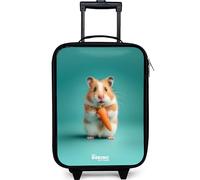NoBoringSuitcases.com® Maleta Infantil Compacto 48x31x19 cm Maletas De Viaje Cabina Trolley con Ruedas LED Rigida Ultraligero - Niñas - Hámster - Zanahoria - Animal