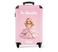 NoBoringSuitcases.com Maleta Infantil con Ruedas - Diseño Unicornio para Niña, Personalizada Princesa Rubia en Rosa (55x40x20 cm)