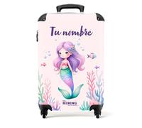 NoBoringSuitcases.com Maleta Infantil con Ruedas para Niña, Estilo Sirena Rosa (55x40x20 cm)