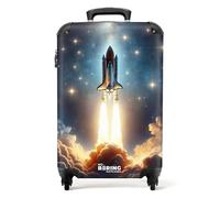 NoBoringSuitcases.com Maleta Infantil con Ruedas para Niños, Equipaje de Mano - Diseño Lanzamiento Cohete, Dorado (55x40x20 cm)