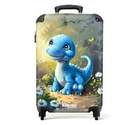 NoBoringSuitcases.com Maleta Infantil con Ruedas, Trolley de Viaje, Equipaje de Mano para Niños - Dino Joven (Azul Claro, 55x40x20 cm)