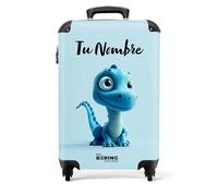 NoBoringSuitcases.com Maleta Infantil de Viaje con Ruedas, Personalizada para Niños - Diseño Dino en Azul Aqua (55x40x20 cm)