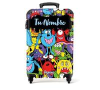 NoBoringSuitcases.com Maleta Infantil de Viaje, Equipaje de Mano 10 kg Personalizado - Patrón de Monstruos Multicolor (55x40x20 cm)
