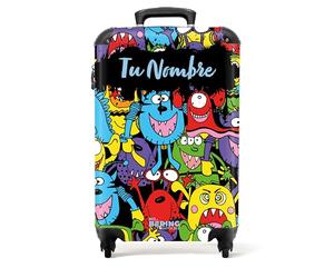 NoBoringSuitcases.com Maleta Infantil de Viaje, Equipaje de Mano 10 kg Personalizado - Patrón de Monstruos Multicolor (55x40x20 cm)