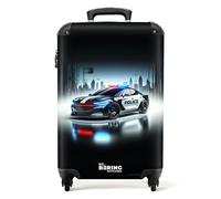 NoBoringSuitcases.com Maleta Infantil, Maleta Infantil Niño, Maleta Niños con Ruedas, Maleta Cabina Niño, Maleta Niño Ruedas, Trolley, Equipaje de Mano (Coche de policía - Negro, 55x40x20 cm)