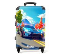 NoBoringSuitcases.com Maleta Infantil, Maleta Infantil Niño, Maleta Niños con Ruedas, Maleta Mediana, Cerradura TSA, Maletas de Viaje Grandes 23 Kilos (67 cm - 72 L), (Coche de policía - Azul Claro)