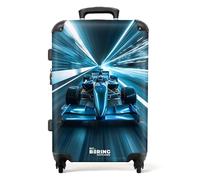 NoBoringSuitcases.com Maleta Infantil, Maleta Infantil Niño, Maleta Niños con Ruedas, Maleta Mediana, Maleta Niños, Maletas de Viaje Grandes 23 Kilos (67 cm - 72 L), (Coche de Carreras - Cian-Azul)