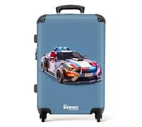 NoBoringSuitcases.com Maleta Infantil, Maleta Infantil Niño, Maleta Niños con Ruedas, Maleta Mediana, Maletas Niño, Maletas de Viaje Grandes 23 Kilos (67 cm - 72 L), (Coche de policía - Azul)