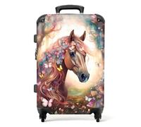 NoBoringSuitcases.com Maleta Infantil, Maleta Niña, Maleta Mediana, Maleta Niños con Ruedas, Maletas Niña, Maleta Infantil Niña, Maletas de Viaje Grandes 23 Kilos (67 cm - 72 L), (Caballo - Marrón)