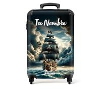 NoBoringSuitcases.com Maleta Infantil, Maletas de Viaje Cabina, Maleta Infantil Niño, Maleta Niños con Ruedas, Maletas Infantiles Niño, Maleta Personalizada (Barco Pirata - Gris, 55x40x20 cm)
