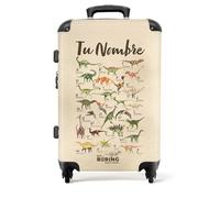 NoBoringSuitcases.com Maleta Infantil Niño, Maleta Grande, Maleta Personalizada, con TSA, Maleta Niños con Ruedas, Maletas Grandes 23 Kilos (67 cm - 72 L), (Alfabeto Vintage con Dinosaurios - Sepia)