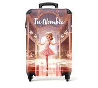 NoBoringSuitcases.com Maleta Infantil Personalizada con Ruedas - Equipaje de Mano para Niña, Rosa, Diseño de Princesa (55x40x20 cm)