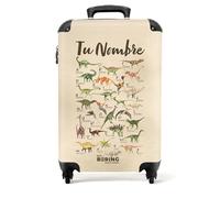 NoBoringSuitcases.com Maleta Infantil Personalizada, Trolley con Ruedas para Niños, Equipaje de Mano - Alfabeto Vintage con Dinosaurios Sepia, 55x40x20 cm