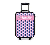 NoBoringSuitcases.com® Maleta Infantil Personalizado con Nombre 48x31x19 cm Maletas De Viaje Cabina Trolley con Ruedas LED Rigida Ultraligero - Niñas - Escalas - Patrón - Azul - Rosa