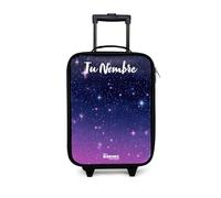 NoBoringSuitcases.com® Maleta Infantil Personalizado con Nombre 48x31x19 cm Maletas De Viaje Cabina Trolley con Ruedas LED Rigida Ultraligero - Niñas - Estrellas - Galaxia - Azul - Rosa