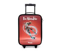 NoBoringSuitcases.com® Maleta Infantil Personalizado con Nombre 48x31x19 cm Maletas De Viaje Cabina Trolley con Ruedas LED Rigida Ultraligero - Niños - Fútbol - Rojo - Círculo Luminoso
