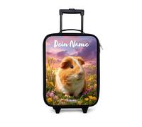 NoBoringSuitcases.com® Maleta Infantil Personalizado con Nombre 48x31x19 cm Maletas De Viaje Cabina Trolley con Ruedas LED Rigida Ultraligero - Niñas - Cobayas - Naturaleza - Animal