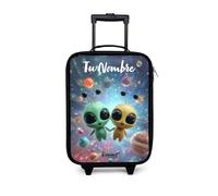 NoBoringSuitcases.com® Maleta Infantil Personalizado con Nombre 48x31x19 cm Maletas De Viaje Cabina Trolley con Ruedas LED Rigida Ultraligero - Niños - Alegre - Alienígena - Amigos