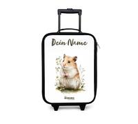 NoBoringSuitcases.com® Maleta Infantil Personalizado con Nombre 48x31x19 cm Maletas De Viaje Cabina Trolley con Ruedas LED Rigida Ultraligero - Niñas - Animal - Naturaleza - Hámster