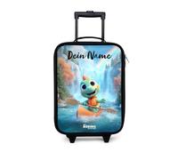NoBoringSuitcases.com® Maleta Infantil Personalizado con Nombre 48x31x19 cm Maletas De Viaje Cabina Trolley con Ruedas LED Rigida Ultraligero - Niñas - Dino - Naturaleza - Cascada