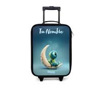 NoBoringSuitcases.com® Maleta Infantil Personalizado con Nombre 48x31x19 cm Maletas De Viaje Cabina Trolley con Ruedas LED Rigida Ultraligero - Niñas - Criatura - Luna
