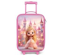 NoBoringSuitcases.com® Maleta Infantil Rosa Compacto 48x31x19 cm Maletas De Viaje Cabina Trolley con Ruedas LED Rigida Ultraligero - Niñas - Princesa - Rosa - Castillo