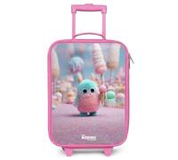 NoBoringSuitcases.com® Maleta Infantil Rosa Compacto 48x31x19 cm Maletas De Viaje Cabina Trolley con Ruedas LED Rigida Ultraligero - Niñas - Monstruo - Dulce - Aventura