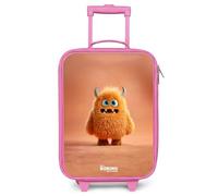 NoBoringSuitcases.com® Maleta Infantil Rosa Compacto 48x31x19 cm Maletas De Viaje Cabina Trolley con Ruedas LED Rigida Ultraligero - Niñas - Monstruo - Cuernos - Naranja