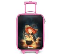 NoBoringSuitcases.com® Maleta Infantil Rosa Compacto 48x31x19 cm Maletas De Viaje Cabina Trolley con Ruedas LED Rigida Ultraligero - Niñas - Bruja - Poción