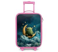 NoBoringSuitcases.com® Maleta Infantil Rosa Compacto 48x31x19 cm Maletas De Viaje Cabina Trolley con Ruedas LED Rigida Ultraligero - Niños - Verde - Monstruo - Luna Creciente