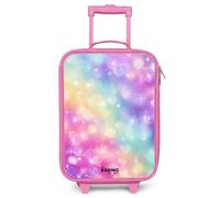 NoBoringSuitcases.com® Maleta Infantil Rosa Compacto 48x31x19 cm Maletas De Viaje Cabina Trolley con Ruedas LED Rigida Ultraligero - Niñas - Luz - Arco Iris - Corazones