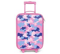 NoBoringSuitcases.com® Maleta Infantil Rosa Compacto 48x31x19 cm Maletas De Viaje Cabina Trolley con Ruedas LED Rigida Ultraligero - Niñas - Camuflaje - Rosa - Azul