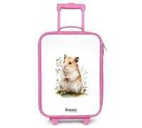 NoBoringSuitcases.com® Maleta Infantil Rosa Compacto 48x31x19 cm Maletas De Viaje Cabina Trolley con Ruedas LED Rigida Ultraligero - Niñas - Animal - Naturaleza - Hámster