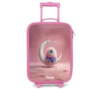 NoBoringSuitcases.com® Maleta Infantil Rosa Compacto 48x31x19 cm Maletas De Viaje Cabina Trolley con Ruedas LED Rigida Ultraligero - Niñas - Luna - Criatura - Rosa
